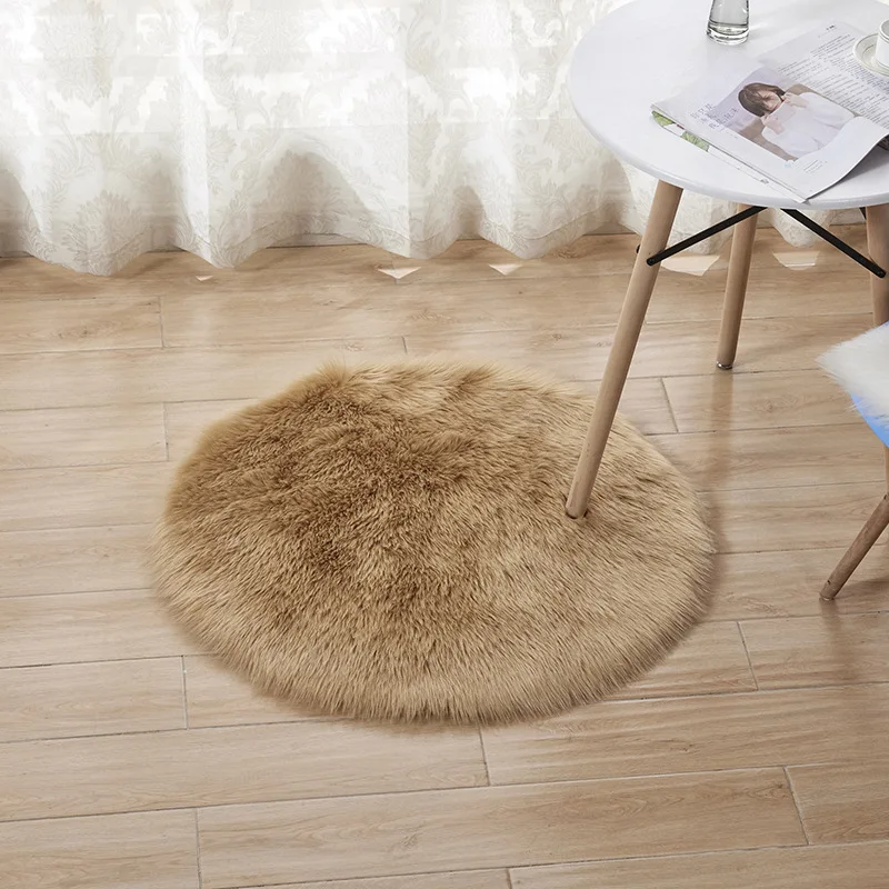 

Grey Round Carpet Fluffy Round Rug For Home Living Room Bedroom Decor Plush Floor Fluffy Mats Kids Room Faux Fur Area Rug
