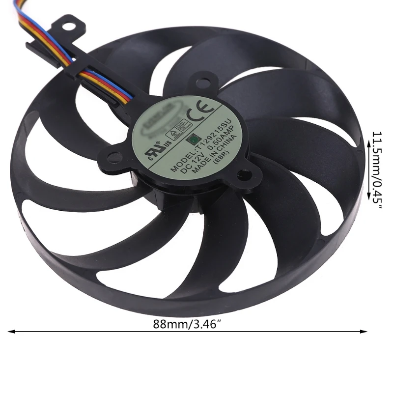

Replacement Fan T129215SU Graphics Card Cooling Fan 88mm Fan 12V 0.50A 4/6/7-Pin