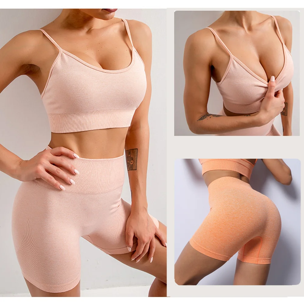 

Summer 2 Piece Set Women Gym Clothes Sports Bra+Shorts Set Women's Tracksuit 2 Piece Set Fitness Clothing Workout Clothes Solid