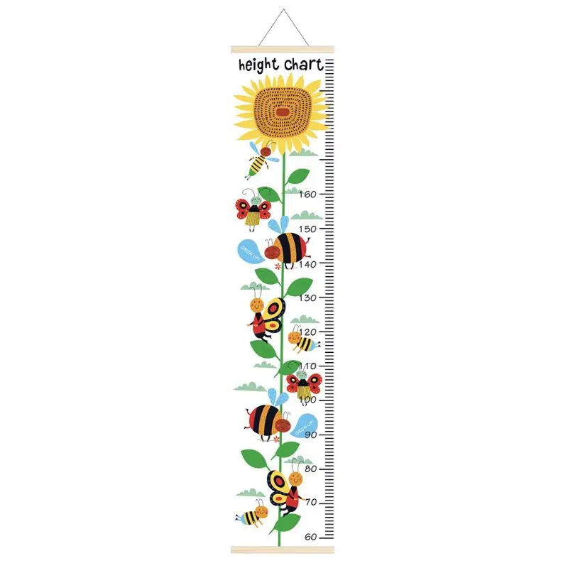 

Cartoon Wood Canvas Baby Kids Measure Height Ruler Children Growth Chart Room Wall Hanging Home Decoration