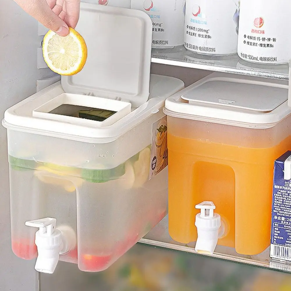 

Cold Water Bottle With Faucet, Large Capacity Lemon Fruit Teapot, Cool Summer Bucket, Kitchen Cold Foam Bottle, Drinkware