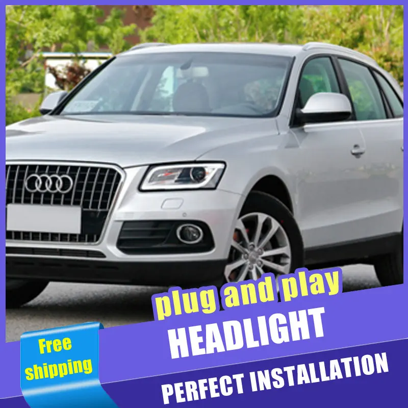 2 шт. автомобильный стиль светодиодный фары для Audi Q5 2009- для Q5 Головной фонарь светодиодный DRL Объектив двойной луч H7 HID Xenon bi xenon объектив