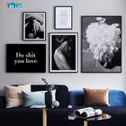 Постер скандинавский винтажный Женский на холсте, художественный Рисунок на холсте, настенные картины для гостиной, черно-белый домашний декор