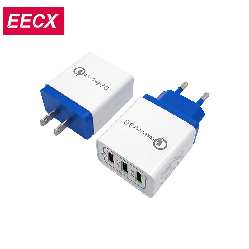 Портативное зарядное устройство с 3 портами быстрое 30 Вт USB QC 0 для iPhone iPad Samsung Huawei
