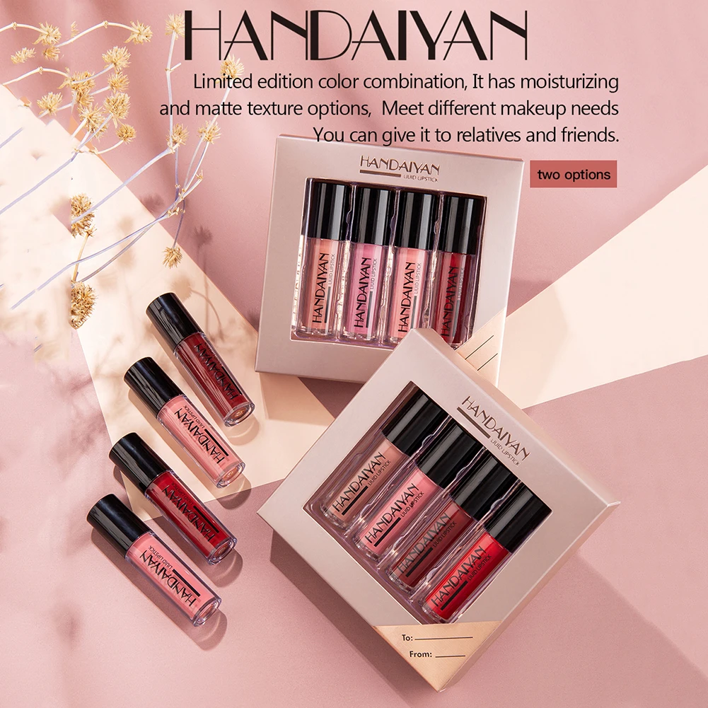 

4 Colors Lipstick Set Matte Lip Gloss Set Improve Dryness Long-lasting Refreshing Non-greasy Natural Moisturizing Lips Makeup