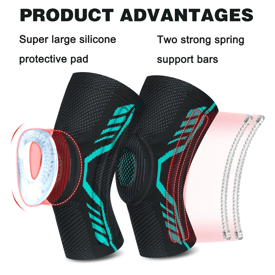 WorthWhile 1/2PCS Silicon Padded Basketball Knee Pads Patella Brace Kneepad Joint Support Fitness Protector Compression Sleeve | Спорт и