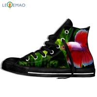 custom logo image printing sneakers shoes latest menss blue betta fish cool printed canvas breathable zapatos de mujer outdoor