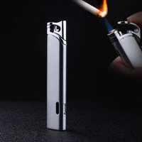light ultra thin metal jet lighter long stripe torch turbo butane gas lighter pocket windproof cigar cigarettes compact lighter