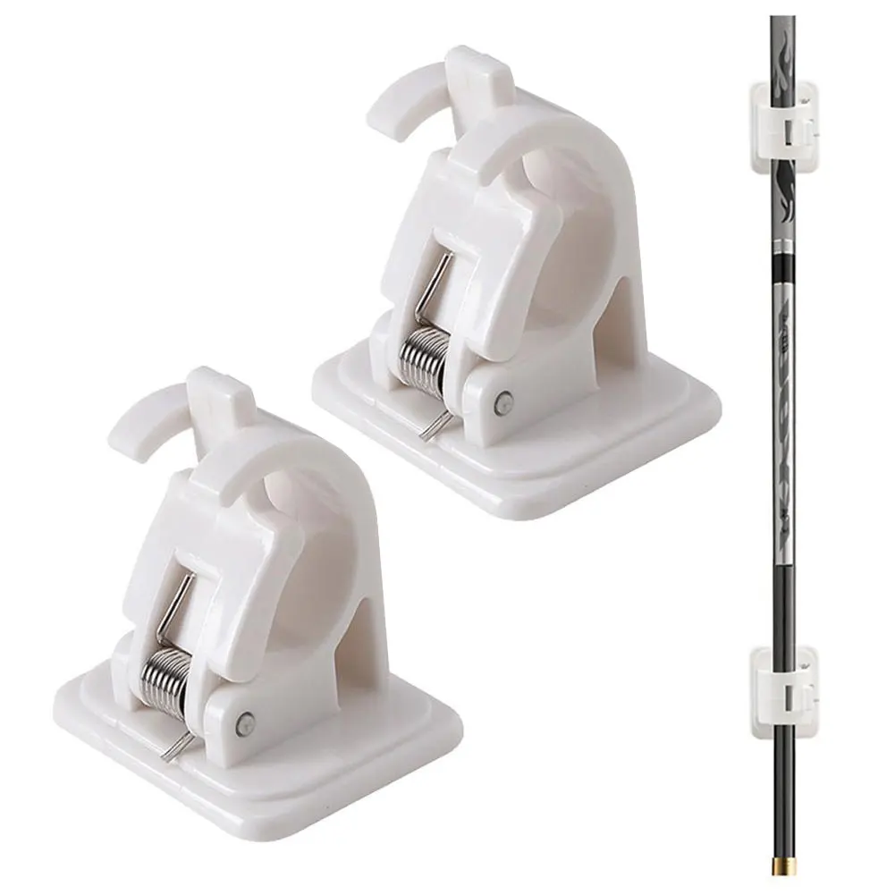 

2Pcs/Set Plastic Club Clip Fishing Rod Pole Wall Mounted Storage Rack Tip Clamps Holder Clips Pool Cues Exhibition Clip White