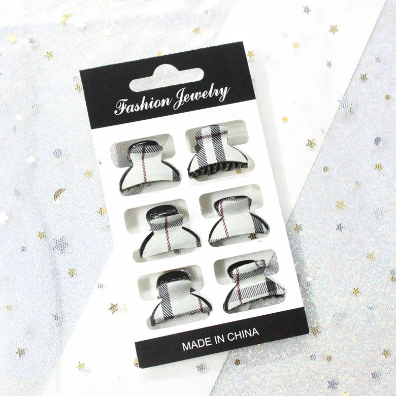 

6pcs/set for Women Girl classic case plaid mini Barrett Hair Claw Clamps Jewelry Cute crab claw clip Hairpin Accessory Ornaments