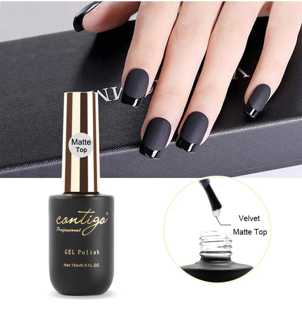 Contigo UV Led Gel Varnish Rubber Base Semipermanent Matte Top and Thick Nail Base Coat Soak Off Hot Sale Gel Polish for Nails