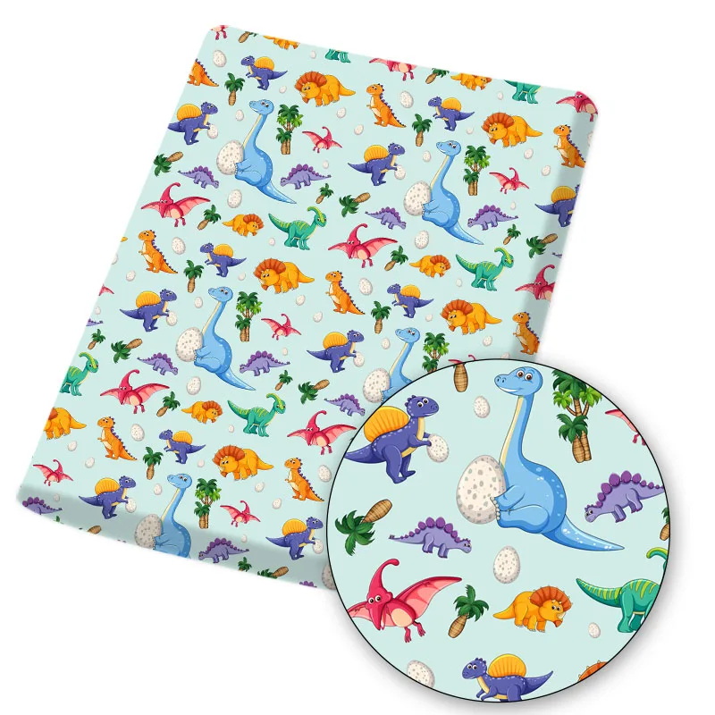 

Polyester Cotton Fabric Cartoon Animals Dinosaur Printed Cloth Sheets For DIY Mask/Dress/Bag Materials Home Textile 45*145cm 1pc