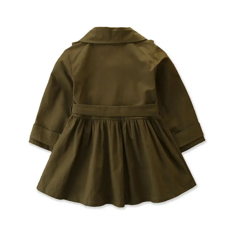 Плащ для девочек бандаж на пуговицах повседневная куртка с оборками однотонная