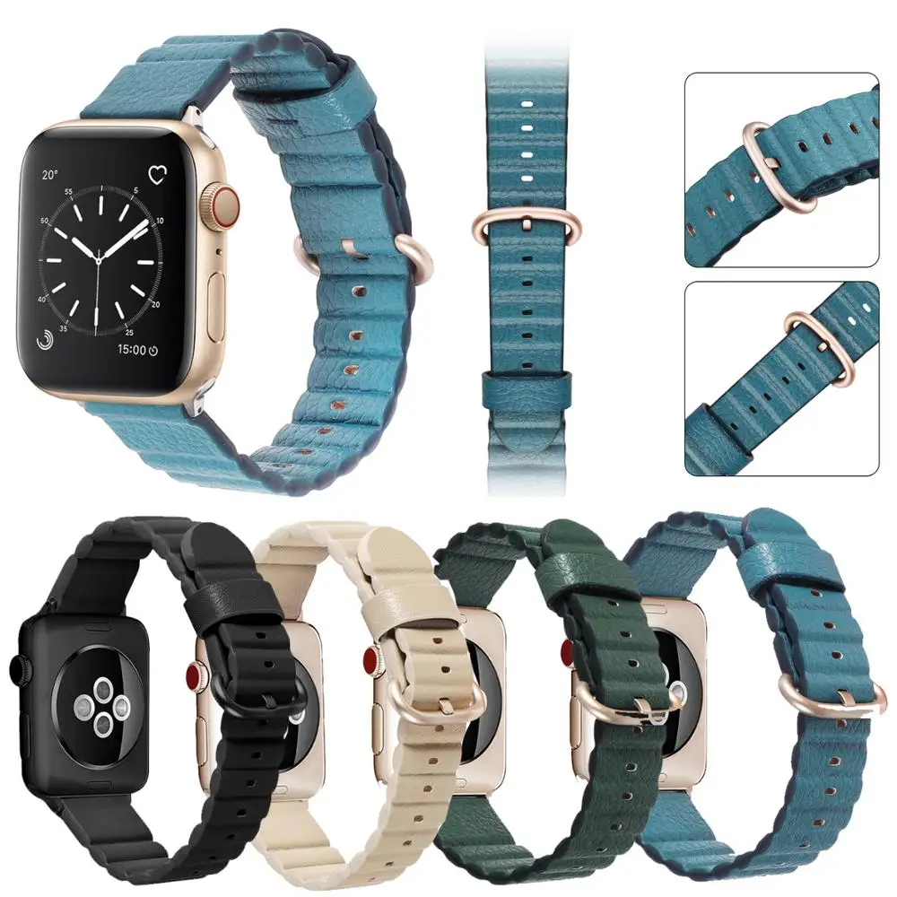 Excellent Genuine leather loop For Apple Watch Band 42MM 38MM 40mm 44mm for iWatch Strap 1 2 3 4 5 | Наручные часы
