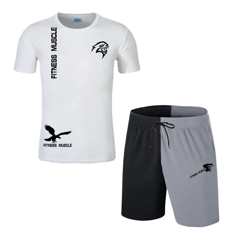 Мужская быстросохнущая рубашка комплект для фитнеса и бега модная футболка с