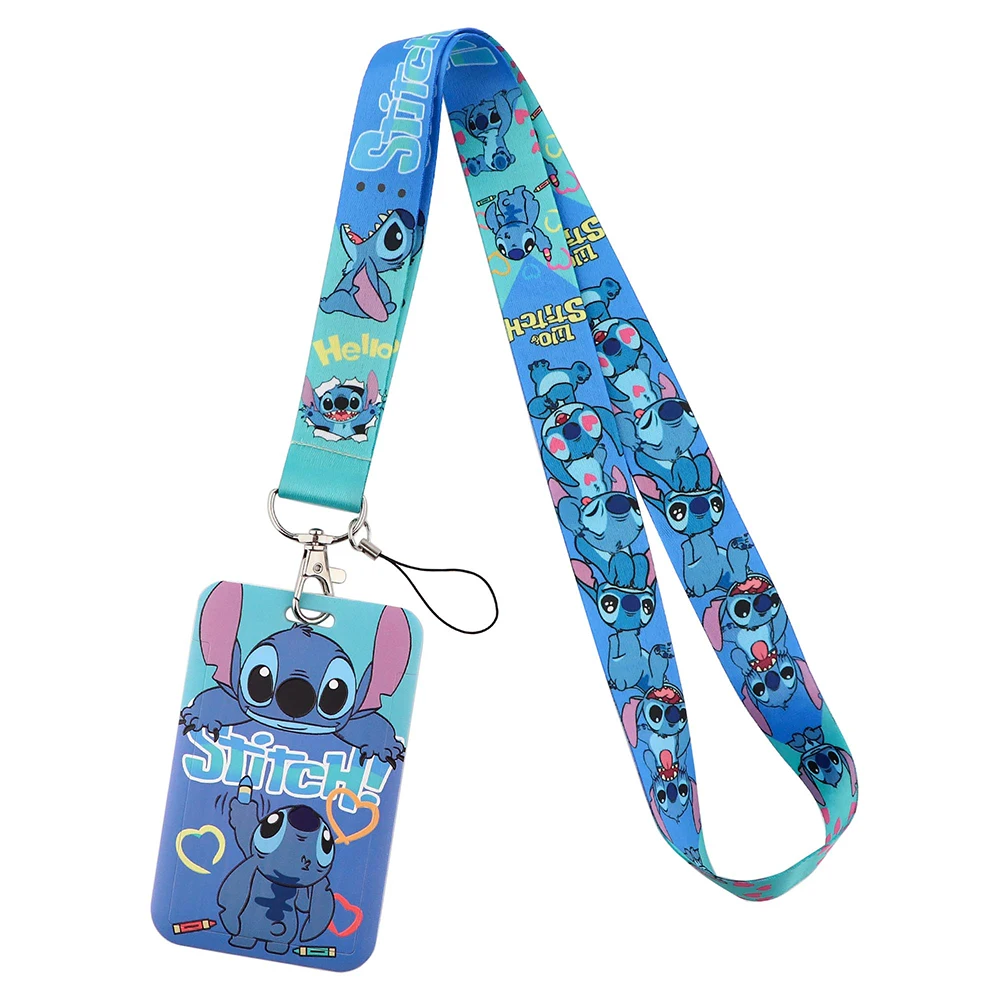 lb2859 kawaii stitch and angel couple lanyard keychain lanyards for key badges id cell phone rope neck straps accessories gifts free global shipping