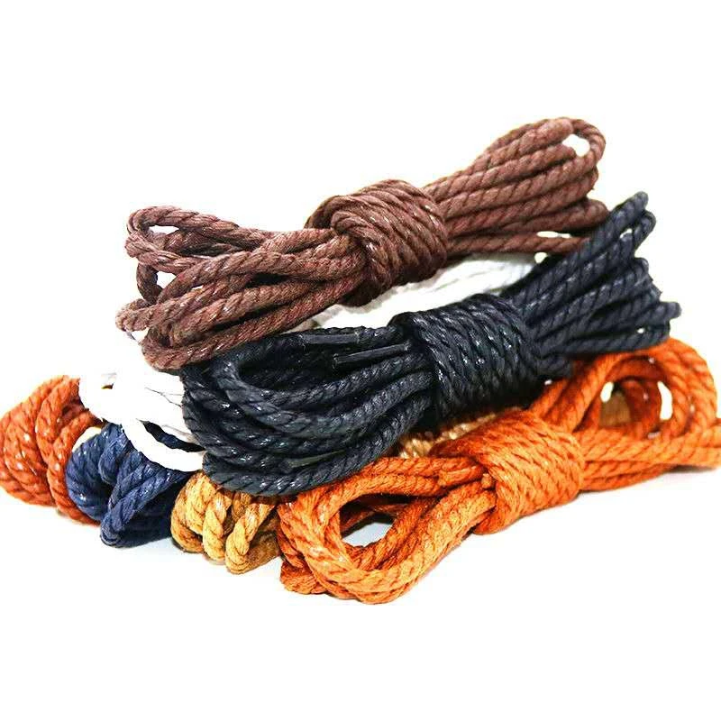 

1Pair Shoelce Casual Leather Shoelaces Waxed Round shoe laces Shoestring Martin Boots Sport Shoes Cord Ropes 60/90/120/150CM P-4