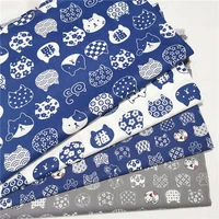 blue bottom japanese style lucky cat shiba inu pure cotton twill fabric handmade cotton bag yukata pet fabric