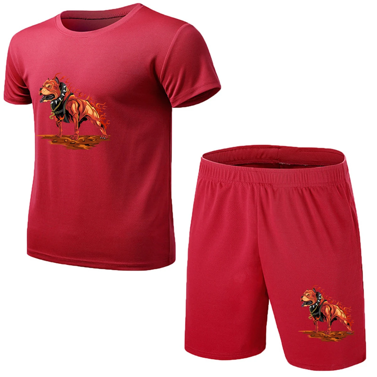 

3D men's sports training suit summer suit men's fitness suit sports suit short-sleeved t-shirt shorts quick-drying 2-piece set