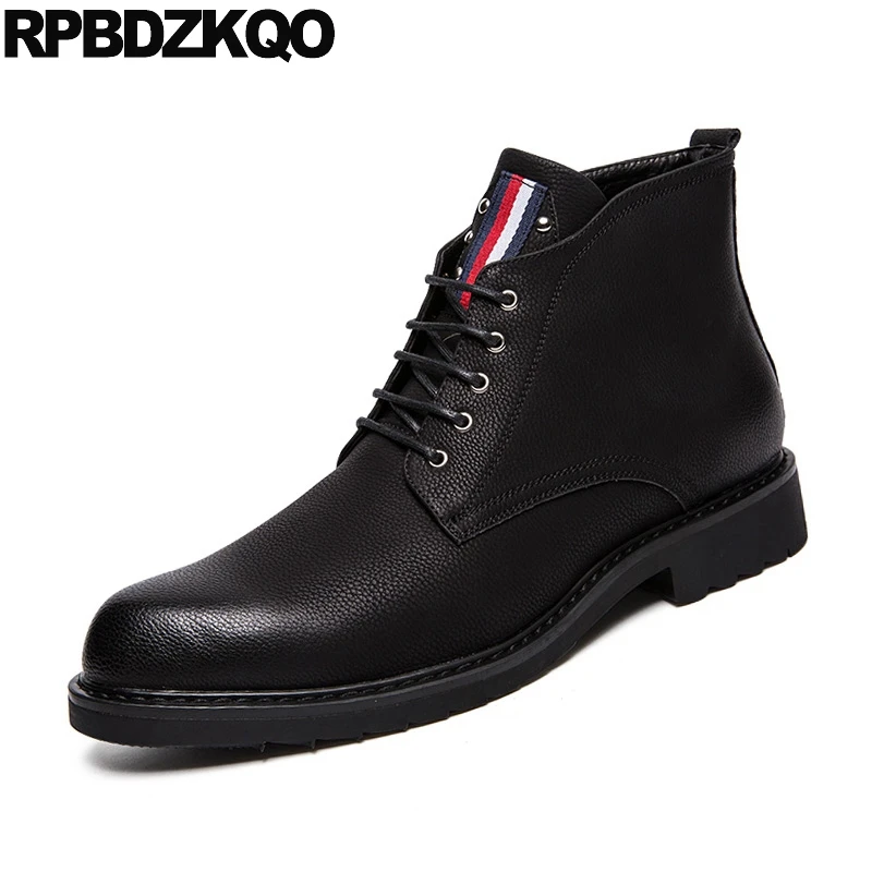 Formal Fall Lace Up Pointed Toe Wingtip Shoes Booties Waterproof Brogue Short Party Oxford Mens Zipper Dress Boots Black 2021 | Обувь