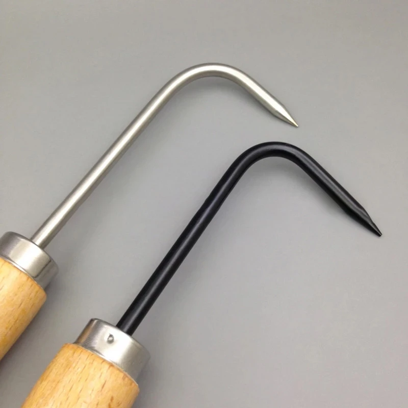 Фото Крючок для корня с одним когтем и деревянной ручкой, экстрактор корней, крючок для прополки, крючок для бонсай, крючок для прополки, садовый инструмент для рыхления №3