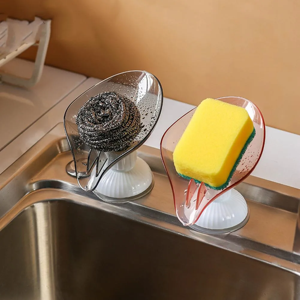 

Leaf Shape Soap Box Bathroom Soap Holder Kitchen Dish Storage Box Non-slip Drain Soap Storage Case Container Bathroom Accessorie