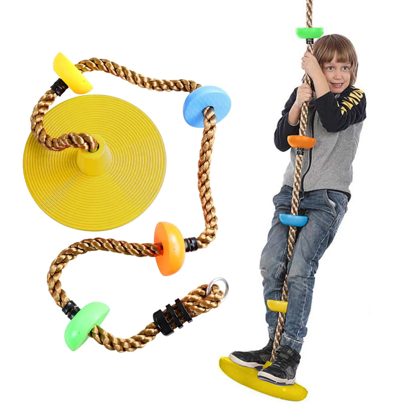 12'' Climbing Rope With Platform &amp Disc Tree Swing Seat Set Fun For Kids Outdoor Playground Hanging Play Entertainment Activity |