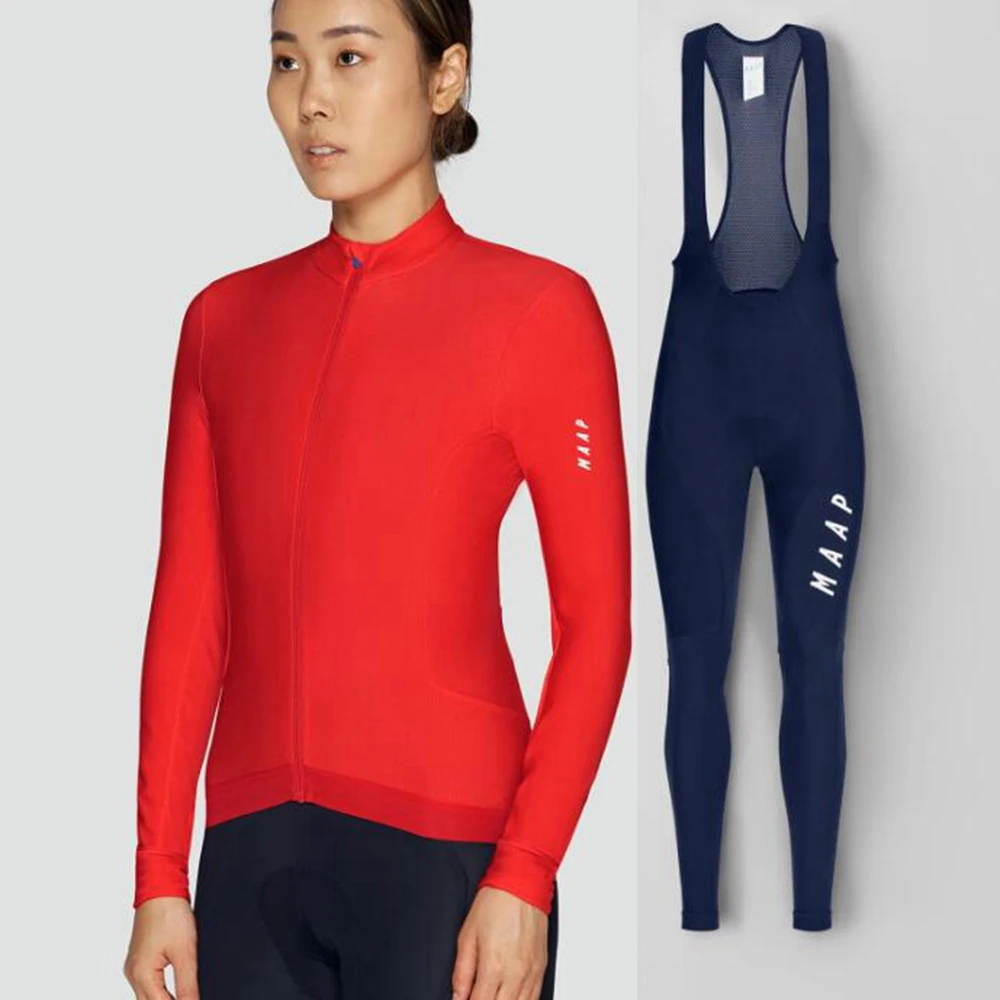 

MAAP Cycling Set WoMen 2021 Summer Hot Sell MTB racing Wear Areo LONG Sleeve Ciclismo bicycle Shirt Road Bike Cycling Set