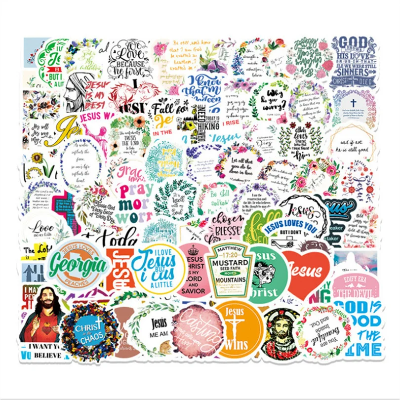 Pegatinas para guitarra, juguete decorativo de grafiti con frases de fe b&iacute;blicas, a prueba de agua, nuevo Color, 10/30/50, venta al por mayor-2