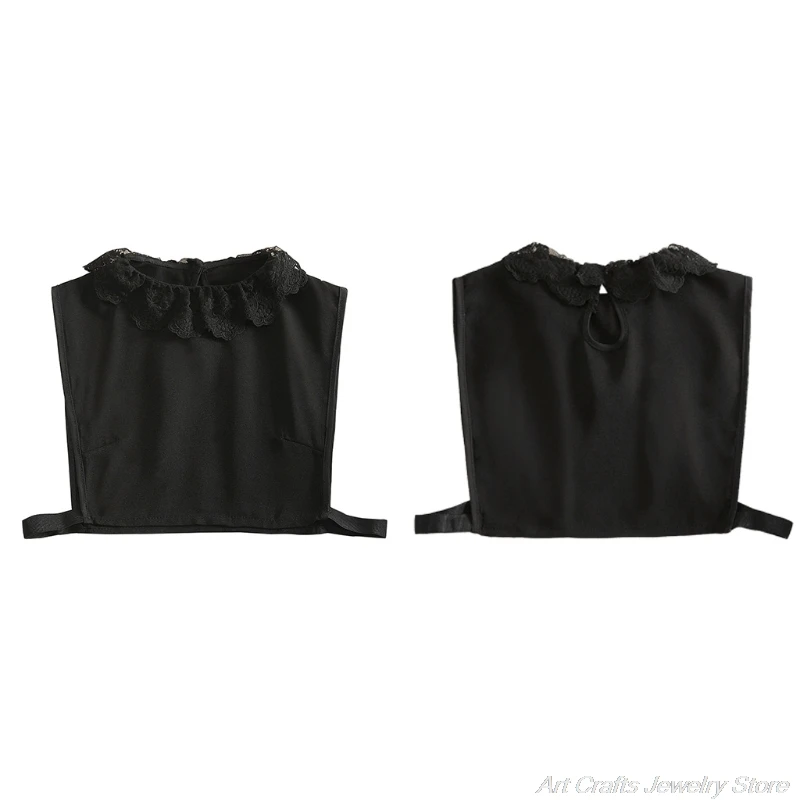 

Women Spring Chiffon Detachable Fake Collar Dickey Embroidery Floral Lace Lapel Half Shirt Decorative Crop Top Necklace A07 21