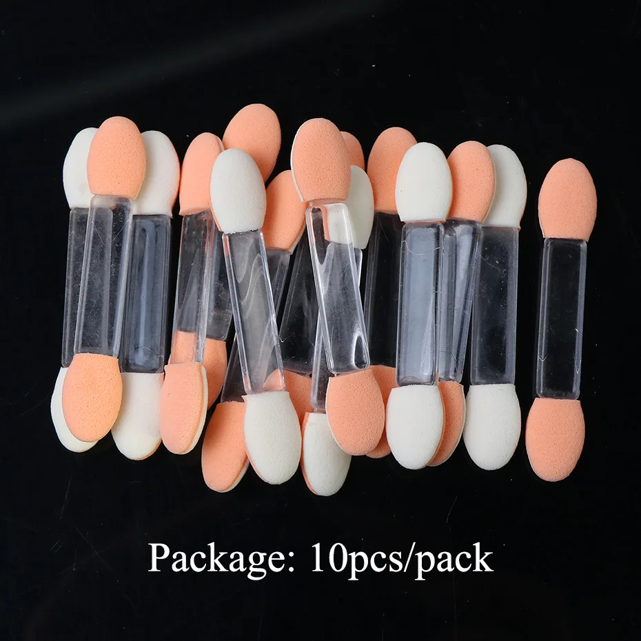 10 шт./компл. ногтей Блеск порошок щетки губки палочки Двусторонняя тени для век