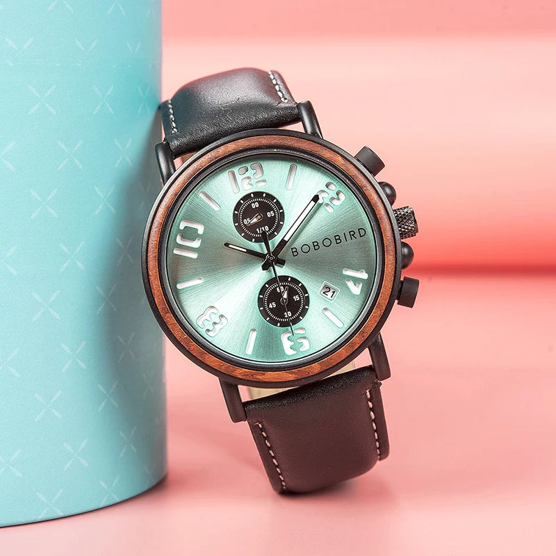 Montre homme бренд BOBO BIRD Дата хронограф из натуральной кожи ремешок мужские часы дропшиппинг подарочная коробка