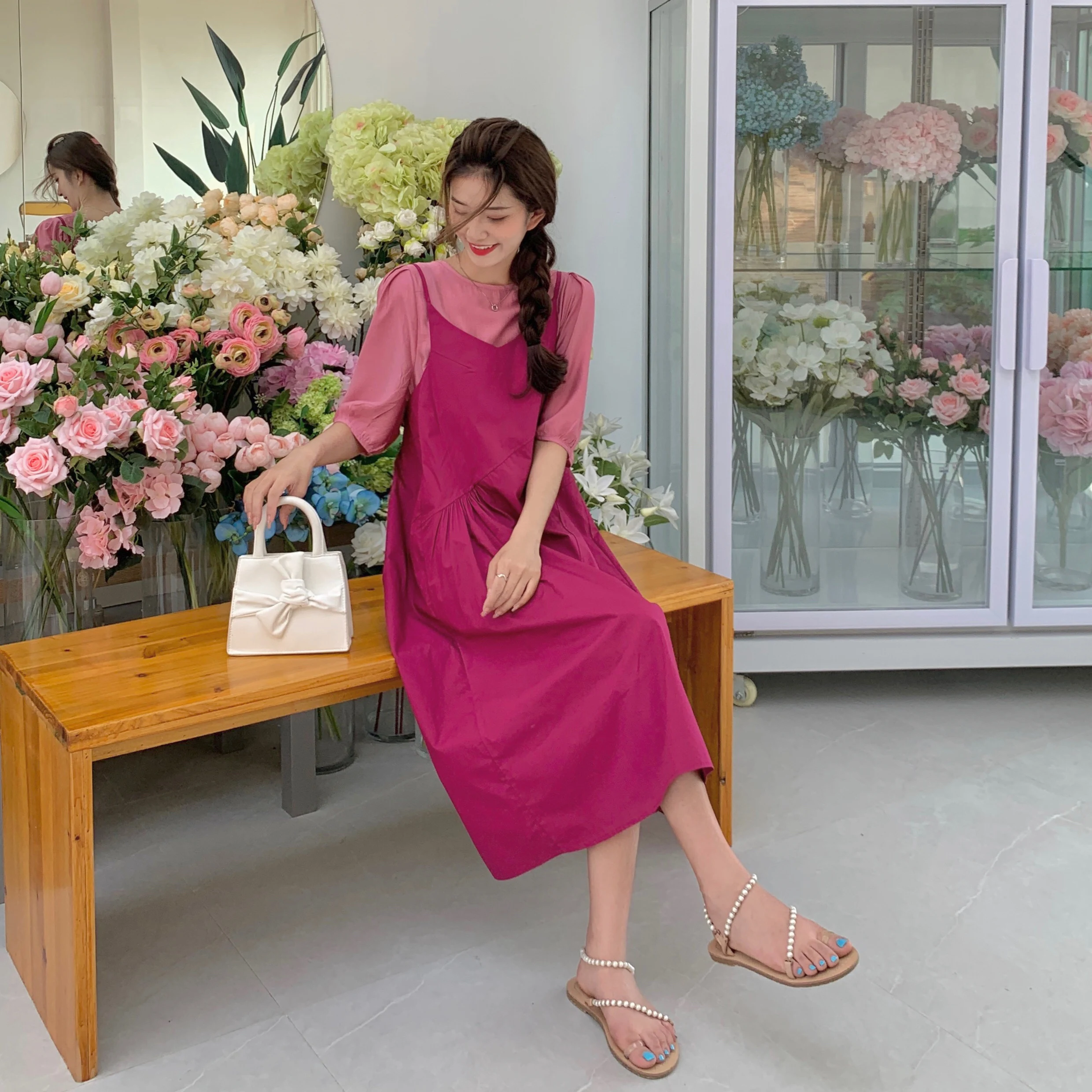 

Summer Dress Sexy Strap Backless Satin Dress Loose Dresses Spring Summer New Sleeveless Basic Solid Womens Clothing