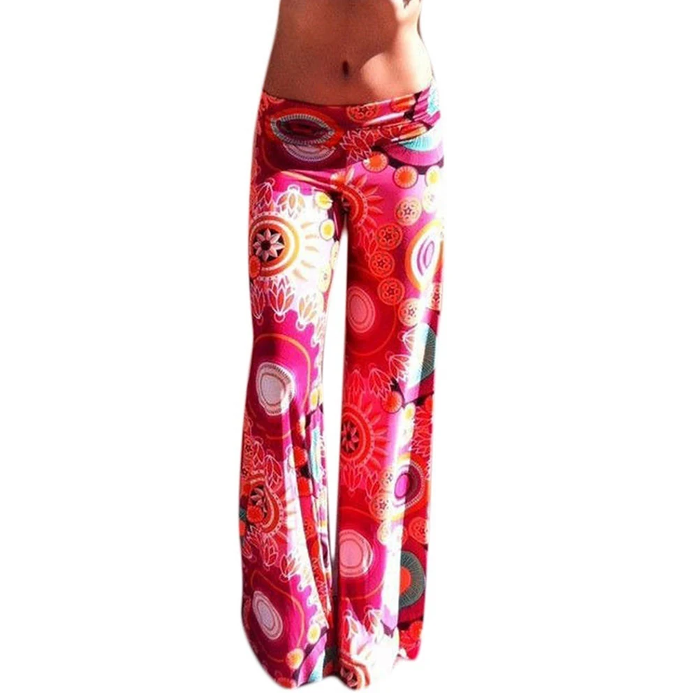 Женские летние брюки с цветочным принтом повседневные широкие высокой талией |