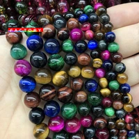 natural multicolor tiger eye stone beads round loose beads for jewelry making diy bracelet women necklace 4 6 8 10 12 14mm 15