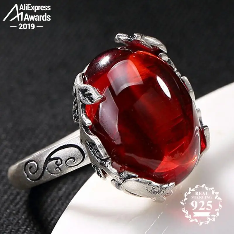 Кольца рубиновые женские ручной работы с натуральным сердоликом в стиле