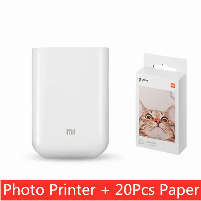add 20pcs paper Xiaomi Mijia AR принтер 300 точек/дюйм портативный фото мини карман с DIY поделиться 500 мАч принтер с картинками Карманный работа с приложением Mijia - Цвет: add 20pcs paper