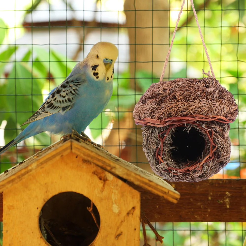 

1pc Hanging Bird Nest Decorative Bird Nest Straw Woven Bird Shelter
