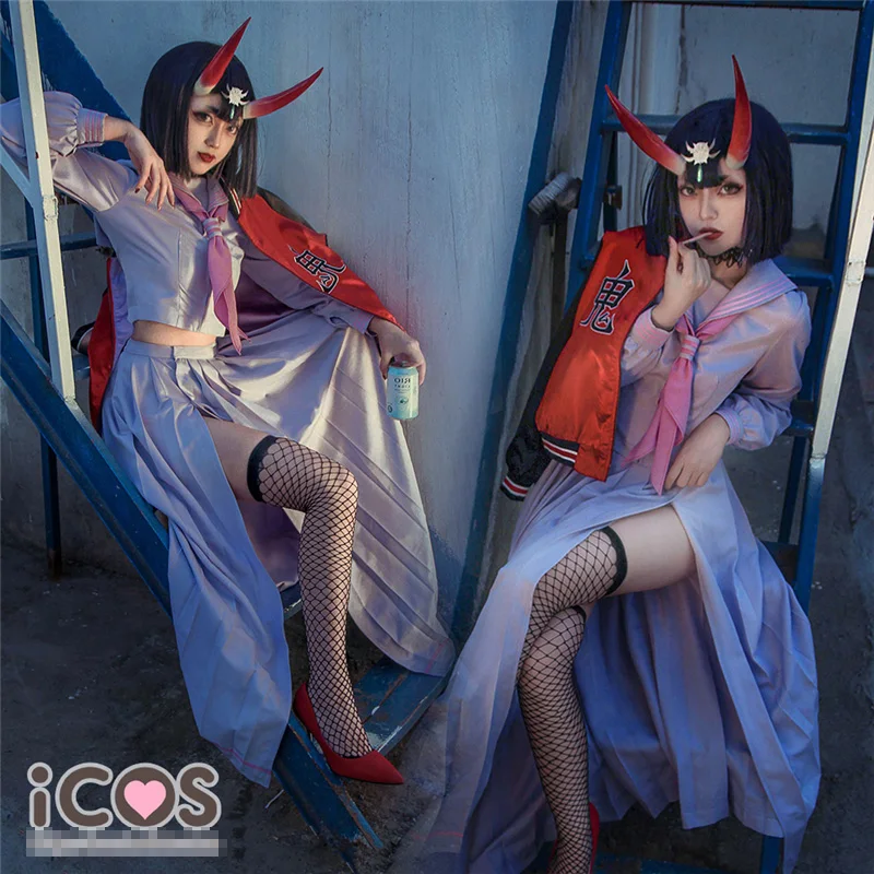 Fate/Grand Order Shuten Douji школьная форма Хэллоуин косплей костюм рубашка + юбка пальто шея
