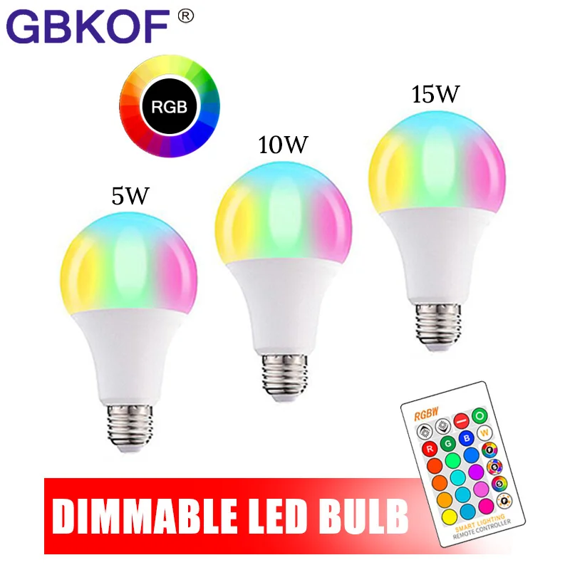 110 В 220 В E27 RGB светодиодный светильник 5 Вт 10 Вт 15 Вт RGB лампада сменная цветная светодиодная лампа RGBW с ИК-пультом дистанционного управления+ режим памяти