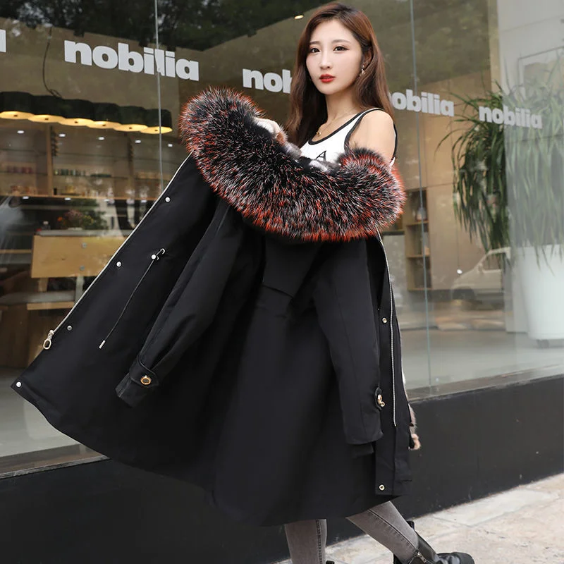 2021 New School Overcomes Raccoon Dog Large Ladies Jackets Collar Mink Inner Liner High-end Fur Coat Thickened Leisure Warmth images - 6