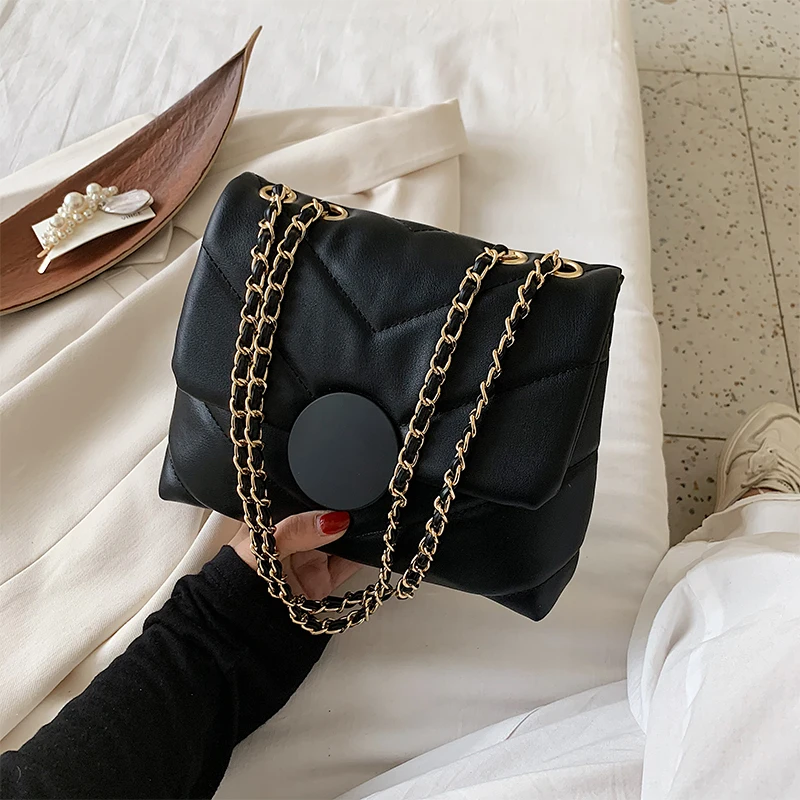 

2021 New Woman Shoulder Bag High Quality PU Chain Diagonal Small Bag Luxury Designer Handbag Underarm Bag 2021 Summer Female Bag