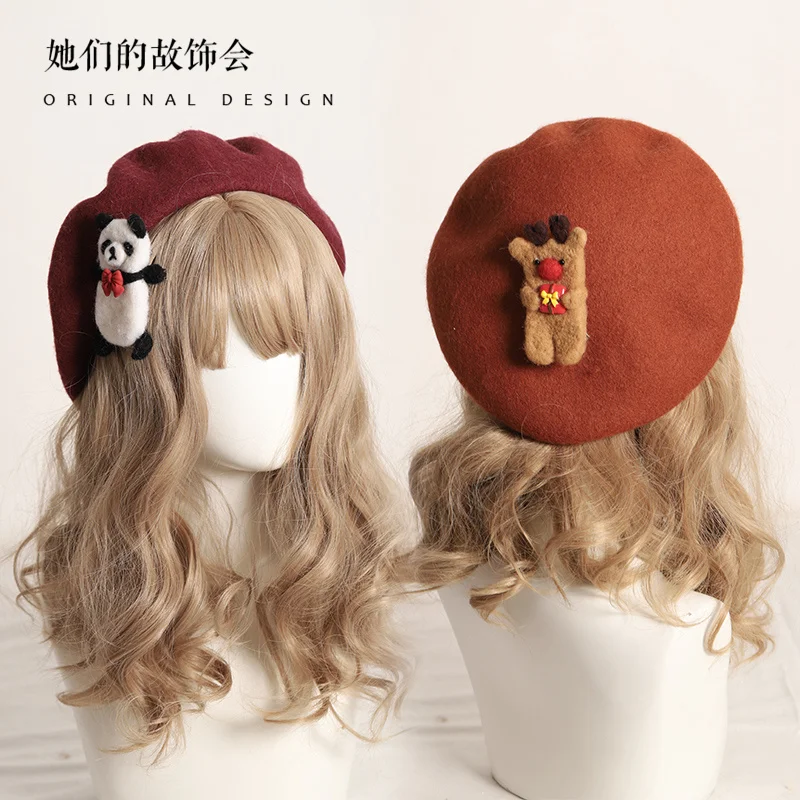 

Осенне-зимняя шерстяная шапка в стиле «лолита»