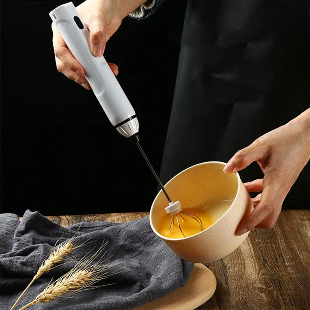 

Handheld Electric Eggbeater USB Rechargeable Hand Mixers Coffee Blender With 2 Mixing Heads Kitchen Cooking Tools