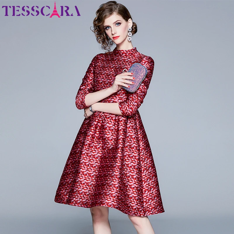 Женское жаккардовое платье TESSCARA осенне-зимнее роскошное женское