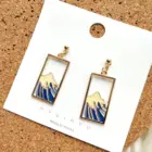 Винтажные этнические серьги-гвоздики ZiccoWong с изображением Снежной Горы для женщин и девочек, квадратные серьги-гвоздики, подарок Вечерние