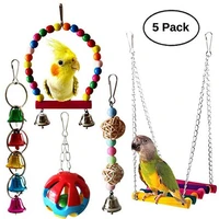 5 pcs rattan bite string cage pendant bird supplies parrot suit toy pet products birds toys bird toys swing bell string