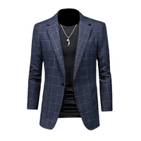 blazer mens classic suit four seasons mens new suit slim plaidflat collar button door pocket decoration in three colors s 5xl