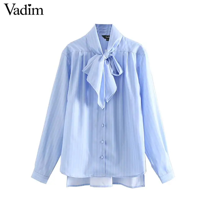Vadim женские шикарные белая полосатая блузка галстук бабочка воротник Длинные