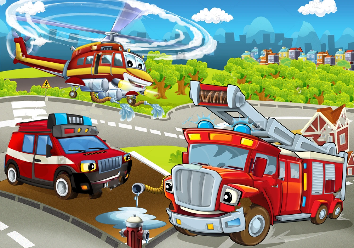 Алмазная живопись JMINE Div 5D red пожарная машина наборы для вышивки крестом искусство